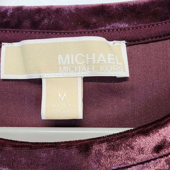 Michael Michael Kors Crushed Velvet Dress Size M Dark Pink Long Sleeve Goth Glam - Picture 13 of 13